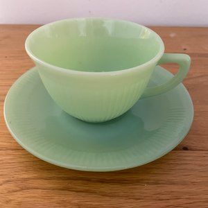 Vintage Jadeite Fireking Jane Ray cup saucer